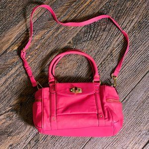 Merona Hot Pink Faux Leather Bowler Satchel Purse - Good Condition